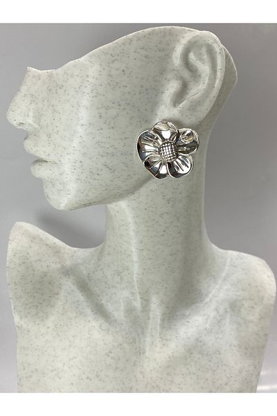 Tılsım Bijuteri Flower Earrings Shiny Silver Plated