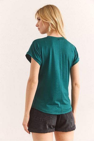 Olalook Γυναικεία Petrol Green Bat Πλεκτή Βισκόζη Μπλούζα BLZ-19001916
