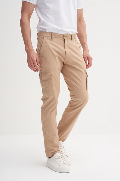 Cazador 25Yceedt0012 Beige Men's Comfortable Fit Cargo Pants with Side Pockets