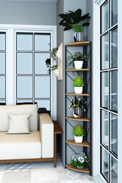 Mgr Office 6 Raflı Metal Köşe Rafı Saksılık Çiçeklik Çok Amaçlı Dekoratif Duvar Rafı 180 cm