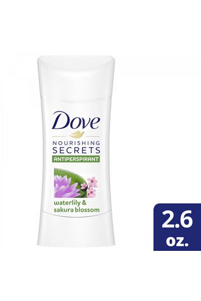 Dove عبوة من ١٢ مزيل عرق "أسرار التغذية" برائحة زنبق الماء وزهر الكرز (٧٤ غرام)