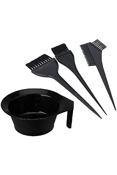 Generic AVNISH 4 pc of Hair Color Comb, Dye Brush and Color Mixing Bowl Colouring Kit (Black)