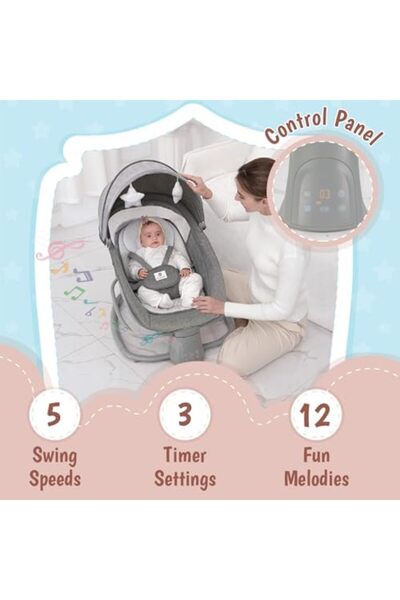 Mastela 4-in-1 Baby Rocker Chair with Bluetooth Music, Mosquito Net, Adjustable Backrest, USB MP3 Pl