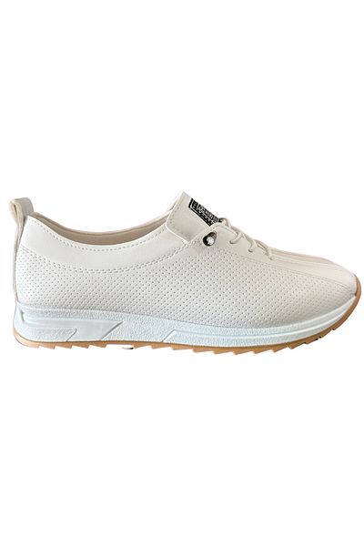 GÜR MODA AYAKKABI Orthopedic Women's Lightweight Laceless Flat Shoes Casual Leather White Sports Shoes