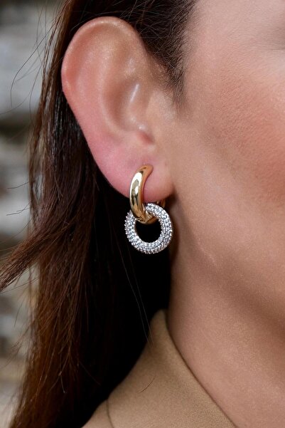 My Life Accessory Steel Earrings with Stone Oval Hanging Model Large Size