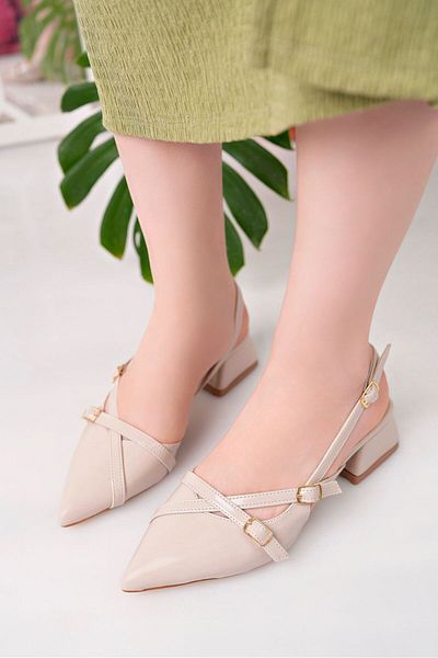 VİP SMR MODA Women's Open Back Pointed Toe Comfortable Ballerina Shoes for Daily Use