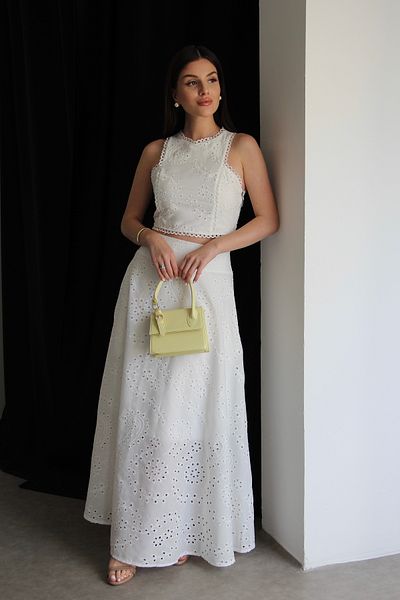 Julidress بلوزة قصيرة مطرزة بالدانتيل من قماش التطريز وتنورة طويلة طويلة من الأسفل مجموعة مميزة