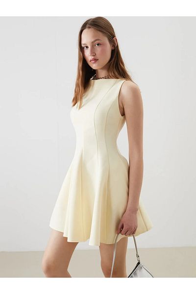 LC Waikiki Xside Sari Boat Neck Mini Dress