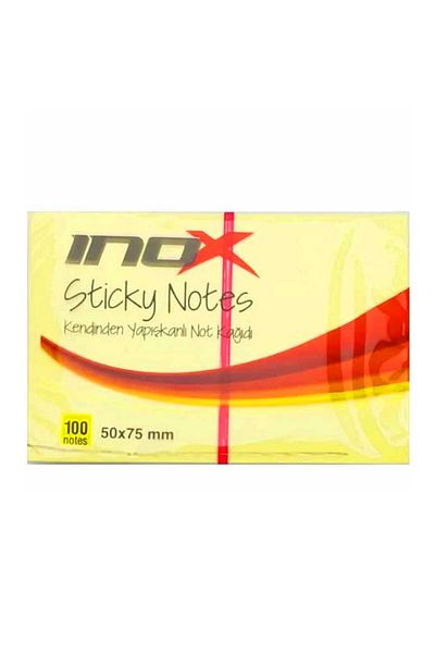 inox Adhesive Note Paper 50X75 Yellow 100 Yp 12 Pack