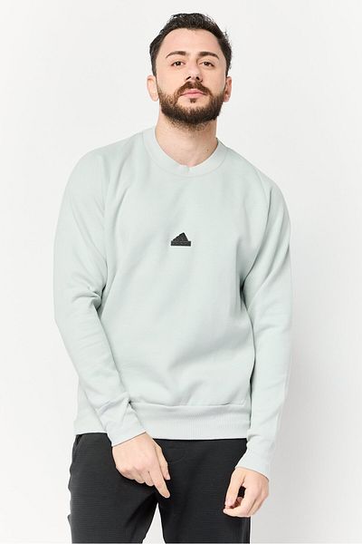 adidas Men Sportswear Fit Long Sleeve Outdoor Sweatshirt, Light Grey