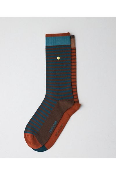 Katia&Bony Men's Studded Striped Socks Navy Blue-Brown