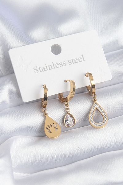 Skygo Steel Earrings - Multicolor - Natural Stone