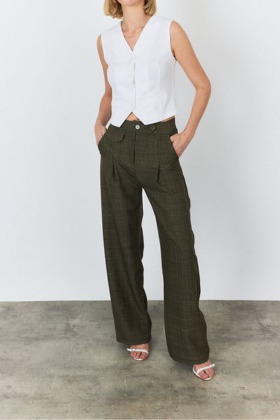 Brantu High Waist Linen Look Palazzo Trousers