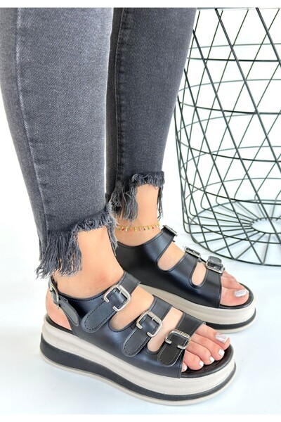 Erbilden Jatay Black Skin Sandals
