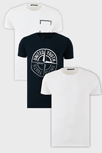 Buratti Бавовняна тонкая облягаюча шия з принтом з екіпажем 3 пакета футболки...