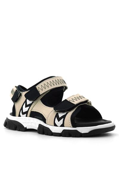 Rakerplus Genuine Leather Beige Black Velcro Boys Sandals