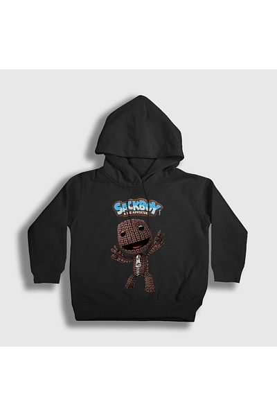 Presmono Унисекс детски суитшърт с качулка и черен надпис Sackboy A Big Adventure 544949tt