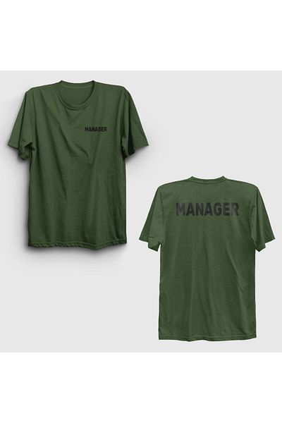 Presmono Unisex Khaki Executive Manager Manager T-Shirt με στάμπα πίσω 545981tt