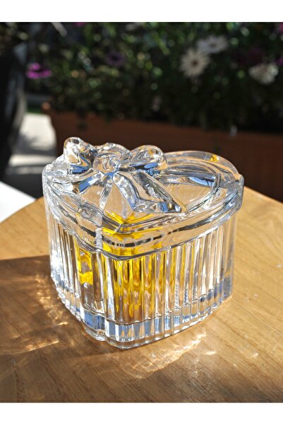 Qualitev Kalpli Kurdele Cam Şekerlik Hediyelik Kapaklı Takı - 1 Adet