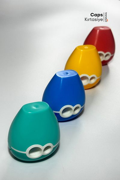 caps office 4 Double Chamber Pencil Sharpener Set |   Practical Use with Cover