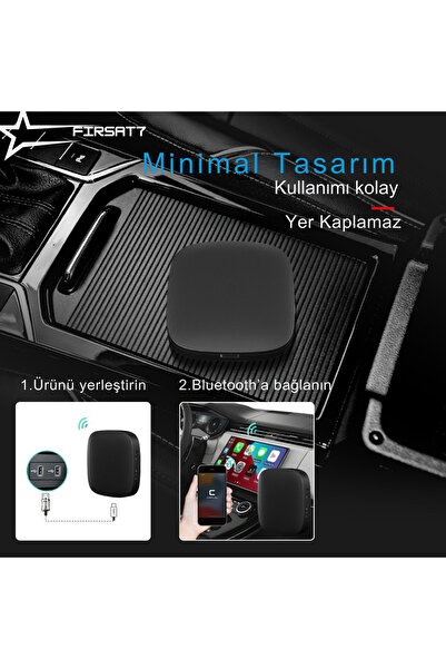 Fırsat7 Tak Çalıştır 2in1 Kablosuz & Android Araç Mini Usb Adaptörü Taşınabilir Bluetooth Wifi Carplay