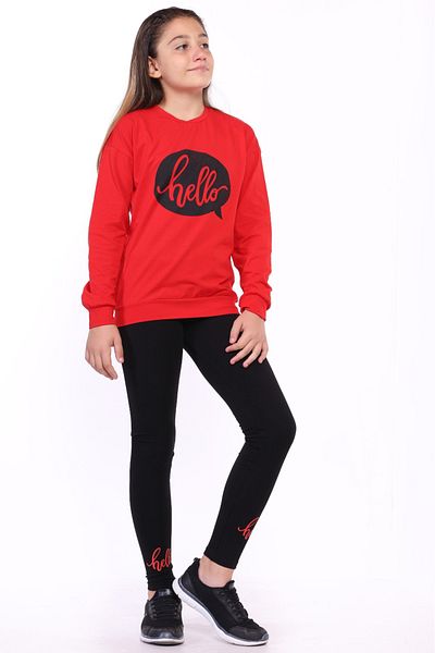 Toontoy Girl's Hello Text Printed Tights Set