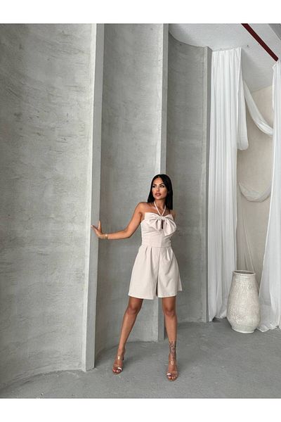369 etnik butik Bow Chic Strapless Jumpsuit