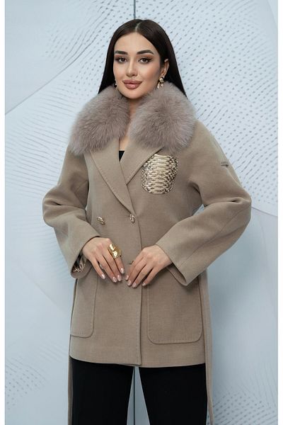 Eccim Fashion Leather Pocket Detailed Collar Short Women's Coat