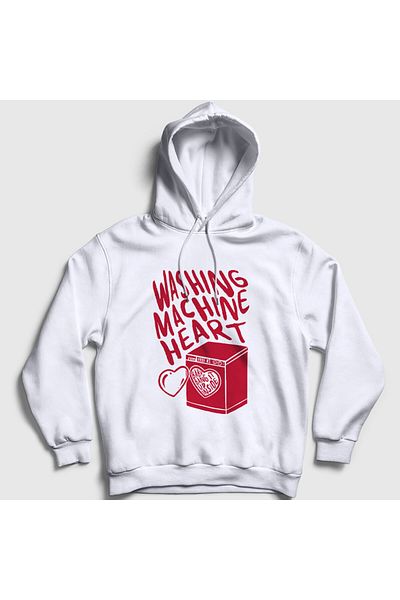 Presmono Unisex Λευκό Πλυντήριο ρούχων Heart Mitski Hooded Sweatshirt 545820tt