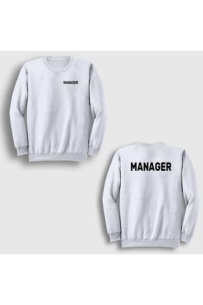 Presmono Unisex White Executive Manager Manager Φούτερ με στάμπα πίσω 545941tt