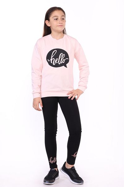 Toontoy Girl's Hello Text Printed Tights Set