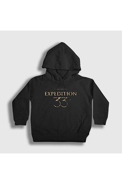 Presmono Унисекс детски суитшърт с качулка и черно лого Clair Obscur Expedition 33