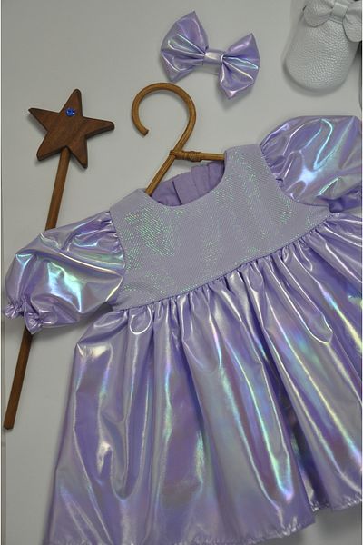 ministok Baby Girl Dress with Violet Buckle Accessories