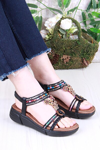 Guja Rüya Anatomik Rahat Taban Taşlı Boncuklu Lastikli Kadın Sandalet