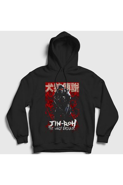 Presmono Унисекс черен суитшърт с качулка The Wolf Brigade Jin Roh 545411tt