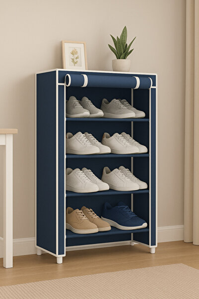 ALMUFARREJ رف أحذية مكون من 5 طبقات باللون الأزرق 60x90x30 سم