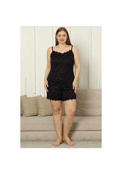 Işılay Işlay Pegasus Shorts Suit Lace Detailed Mother Mold Oversize Large Size Range Heart Patterned