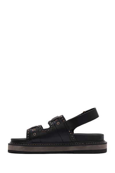 Derimod Women's Black Buckle Thick Sole Sandals 25Sfe400718