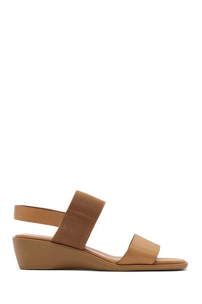 Derimod Women's Tan Wedge Heeled Leather Sandals 25Sfd150914