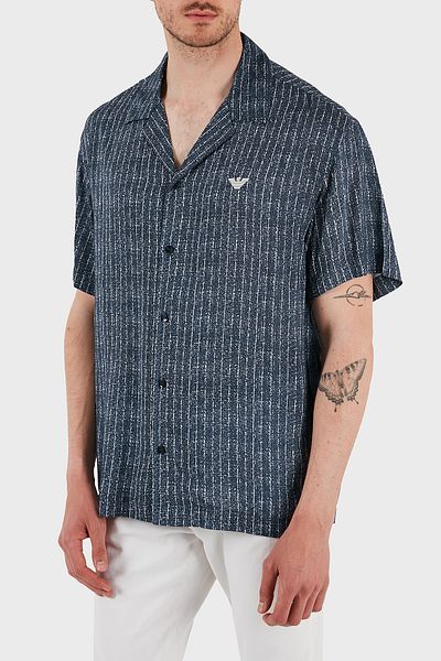 Emporio Armani Patterned Comfort Fit Apache Collar Short Sleeve Shirt Men's Shirt Em000593 Af12351 Fb183