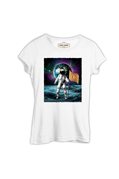 Lord T-Shirt Astronaut Holding Bitcoin Flag White Men's T-Shirt