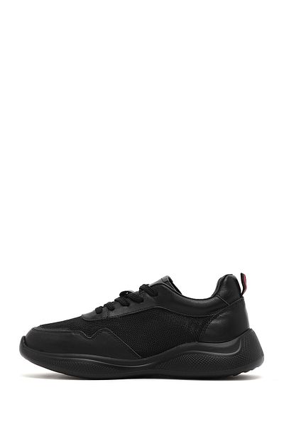 Derimod Men's Black Lace-Up Thick Soled Leather Casual Sneaker 25Sfd756314