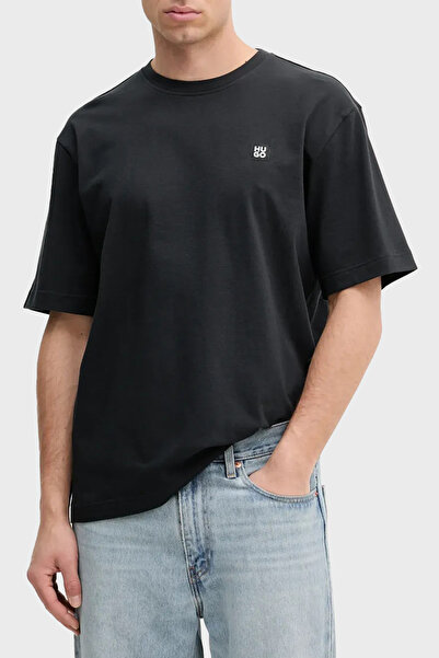 HUGO % 100 Pamuk Relaxed Fit Bisiklet Yaka Logolu T Shirt Erkek T SHİRT 50539...