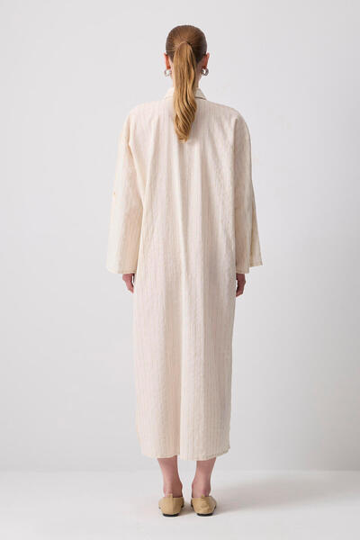 Touché Privé Ριγέ λινό φόρεμα oversize