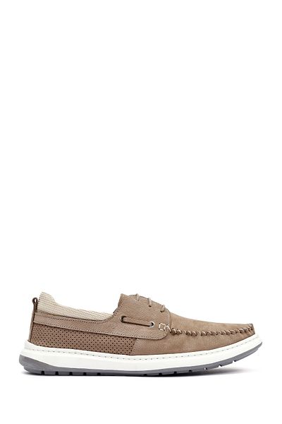 Derimod Men's Beige Lace-up Nubuck Leather Casual Shoes 25SFD6810V3
