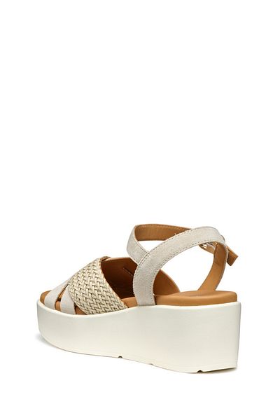 Geox Women's Beige D Xand 2.2S a - Suede Ankle Buckle Wedge Heeled Leather Sandals D55M1B00022C6738