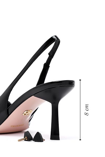 Derimod Women's Black Open Back Thin Heeled Leather Shoes 25SFD494122