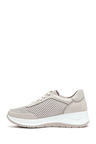 Derimod Women's Cream Lace-Up Thick Sole Leather Sneaker 25Sfd501718