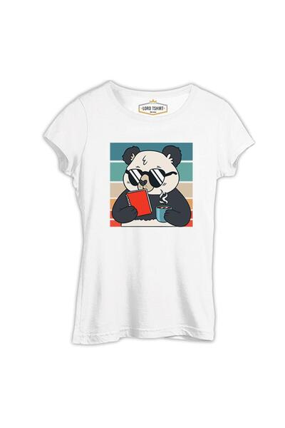 Lord T-Shirt Panda with Sunglasses Reading a Book White Men's T-Shirt
