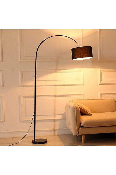 1st Adjustable Height Arched Floor Lamp with Fabric Shade
